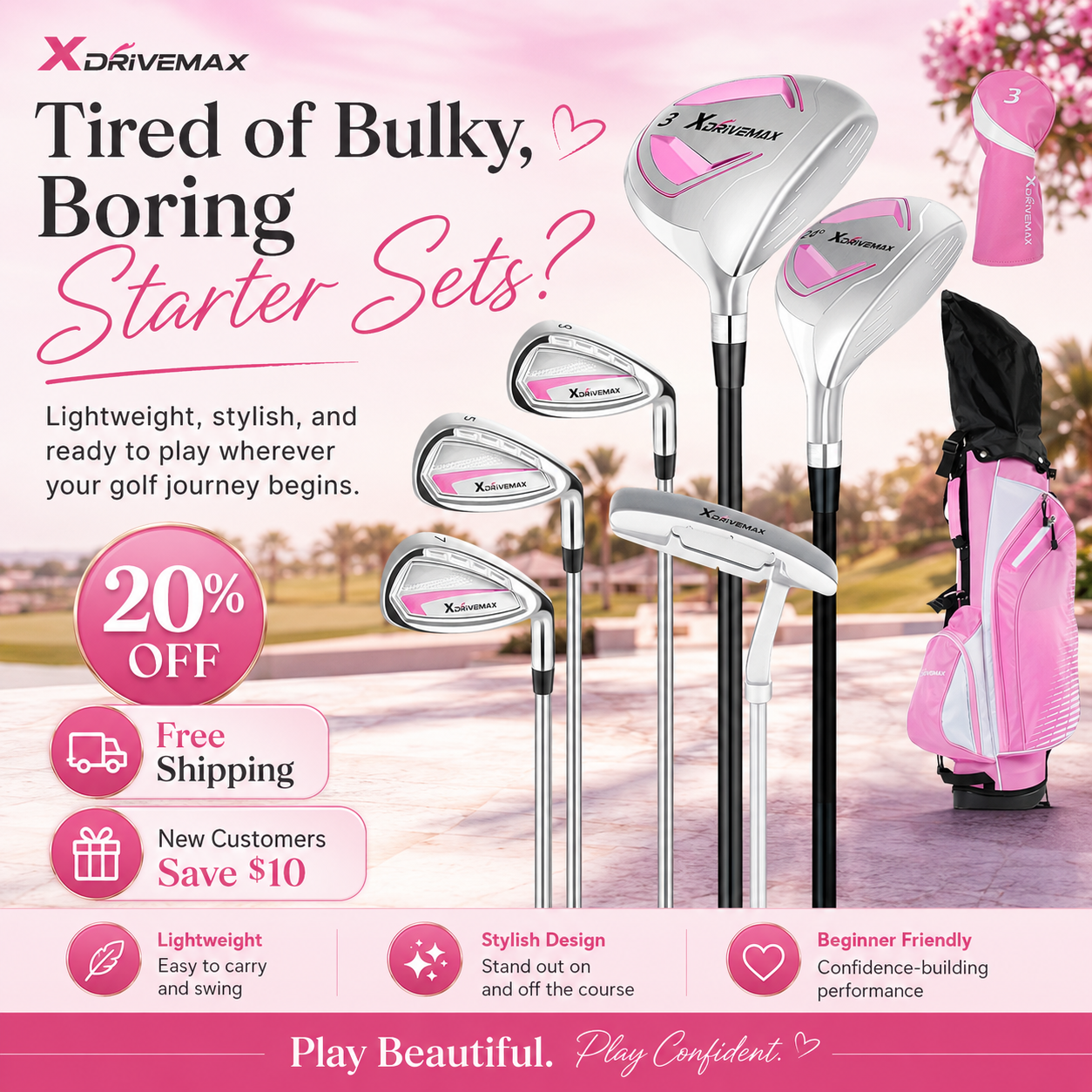 XDriveMax 8-Piece Beginner Golf Club Set
