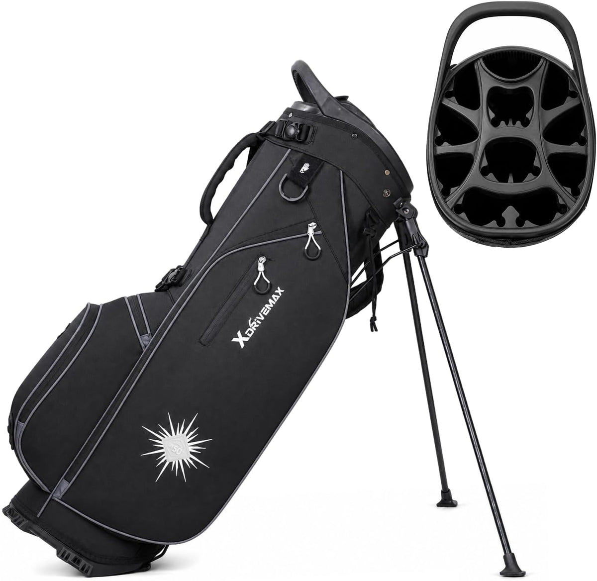 XDriveMax Quiet 15-Way Golf Stand Bag with Adjustable Straps