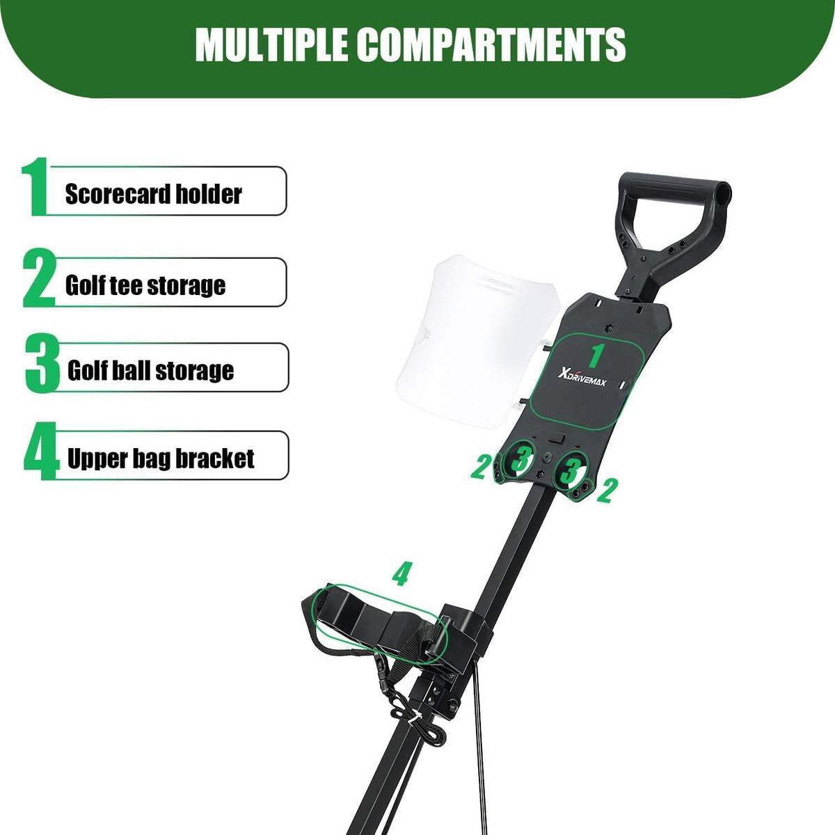 XDriveMax GC01 Golf Pull Push Cart 2 Wheel,Foldable Golf Push Cart for Golf Clubs,Lightweight Folding Golf Walking Pull Carts