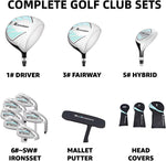 XDriverMax 14-Piece Golf Club Set for Men & Women Beginners, Right/Left Handed, Driver, Fairway, Hybrid, 6/7/8/9/P/S Irons, Putter & Cart Bag, Lightweight Graphite for Driving Range Practice
