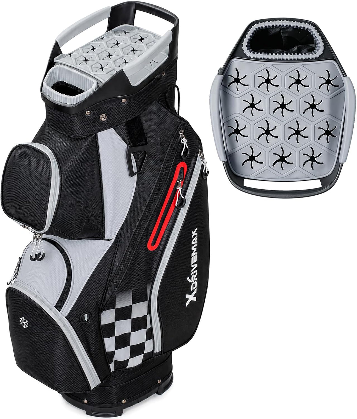 XDriveMax 15-Way Golf Cart Bag, Silence Top & Grip-Locking Base