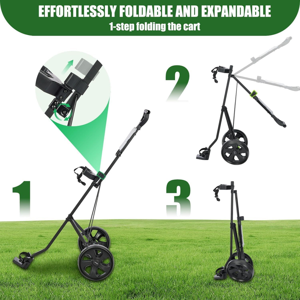 XDriveMax GC01 Golf Pull Push Cart 2 Wheel,Foldable Golf Push Cart for Golf Clubs,Lightweight Folding Golf Walking Pull Carts
