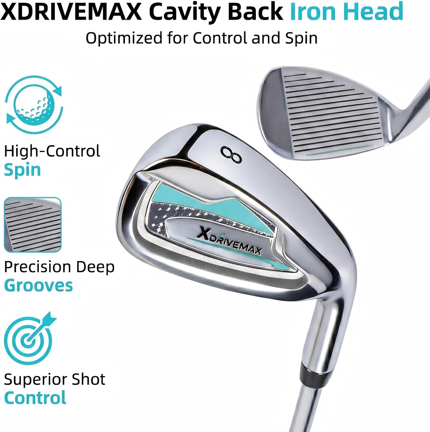 XDriverMax 14-Piece Golf Club Set for Men & Women Beginners, Right/Left Handed, Driver, Fairway, Hybrid, 6/7/8/9/P/S Irons, Putter & Cart Bag, Lightweight Graphite for Driving Range Practice