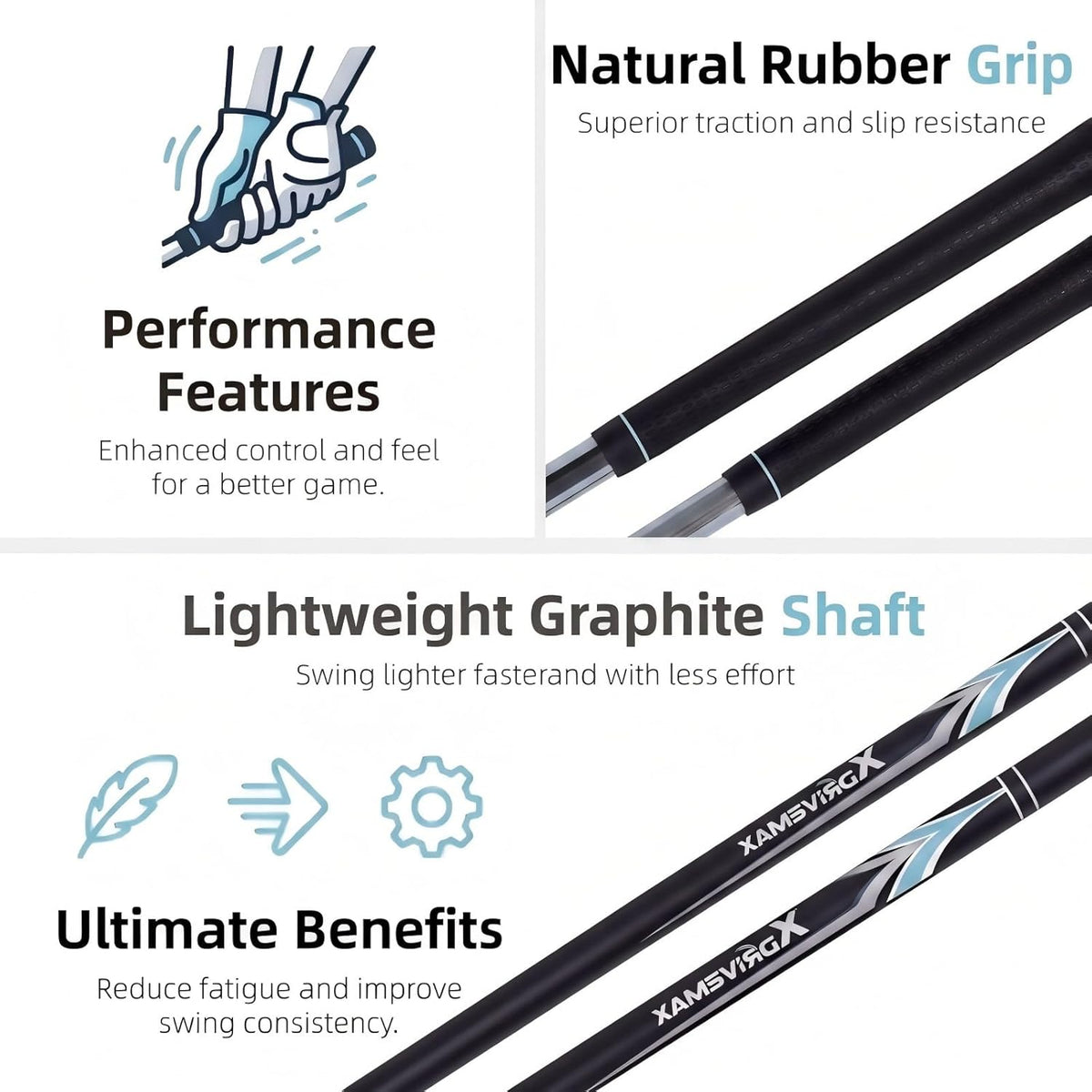 XDriverMax 14-Piece Golf Club Set for Men & Women Beginners, Right/Left Handed, Driver, Fairway, Hybrid, 6/7/8/9/P/S Irons, Putter & Cart Bag, Lightweight Graphite for Driving Range Practice