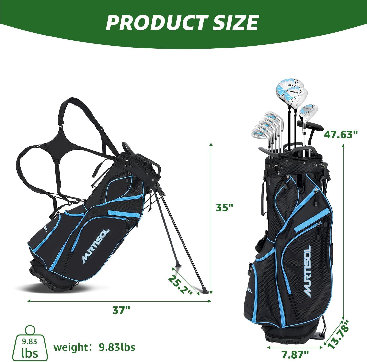 XDriveMax 10 Pieces Complete Mens Womens Golf Clubs Set Right Hand for Men Women Includes Stand Bag with Rain Hood, 1