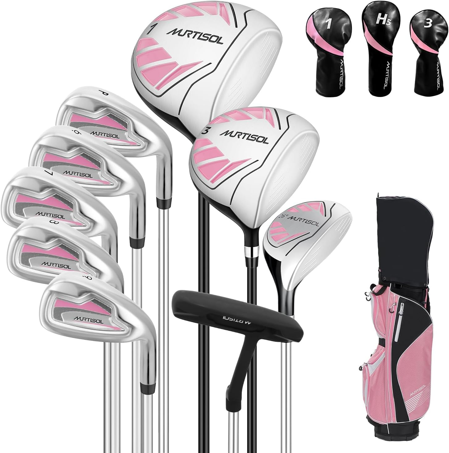 XDriveMax 10 Pieces Complete Mens Womens Golf Clubs Set Right Hand for Men Women Includes Stand Bag with Rain Hood, 1