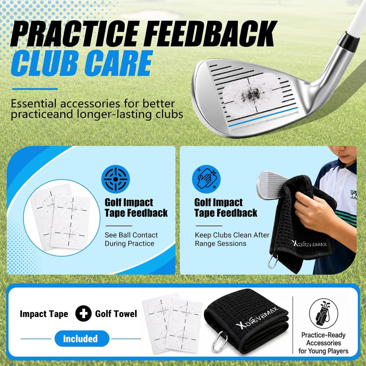 XDriverMax 7/8-Piece Youth Golf Club Set for Ages 8-17 (4'3"–5'6")