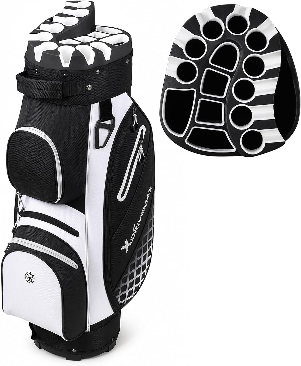 XDriveMax 15-Way Locking-Slot Golf Cart Bag,Silent Organizer Top
