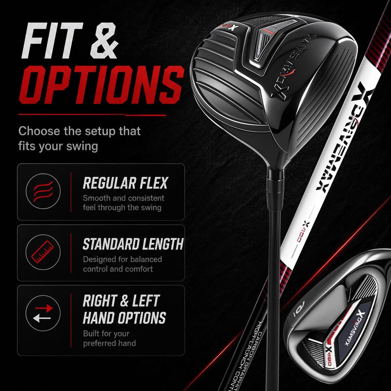 XDriverMax 13-Piece Golf Club Set for Men, 10 Clubs, 3 Headcovers, No Bag