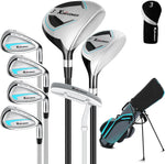 XDriveMax 8-Piece Right & Left Hand Complete Golf Club Set for Men & Women: Wood, Hybrid, Irons, Putter & Bag - Beginner Friendly, High Distance & Accuracy