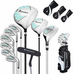 XDriverMax 14-Piece Golf Club Set for Men & Women Beginners, Right/Left Handed, Driver, Fairway, Hybrid, 6/7/8/9/P/S Irons, Putter & Cart Bag, Lightweight Graphite for Driving Range Practice
