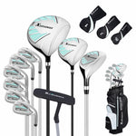 XDriverMax 14-Piece Golf Club Set for Men & Women Beginners, Right/Left Handed, Driver, Fairway, Hybrid, 6/7/8/9/P/S Irons, Putter & Cart Bag, Lightweight Graphite for Driving Range Practice