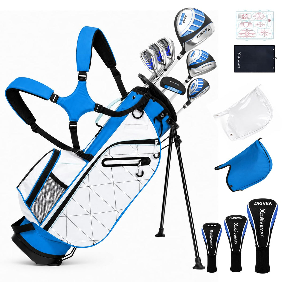 XDriverMax 7/8-Piece Youth Golf Club Set for Ages 8-17 (4'3"–5'6")