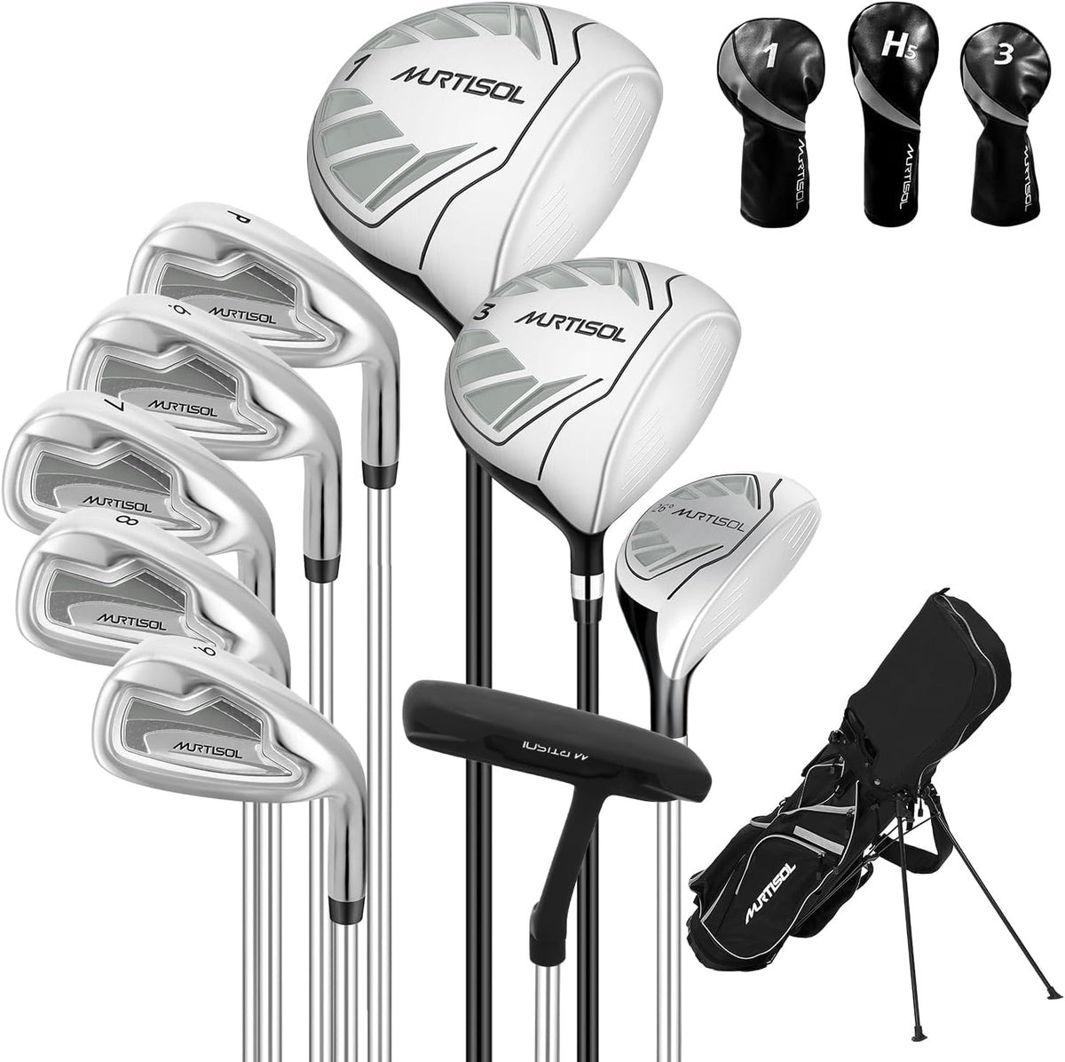 XDriveMax 10 Pieces Complete Mens Womens Golf Clubs Set Right Hand for Men Women Includes Stand Bag with Rain Hood, 1