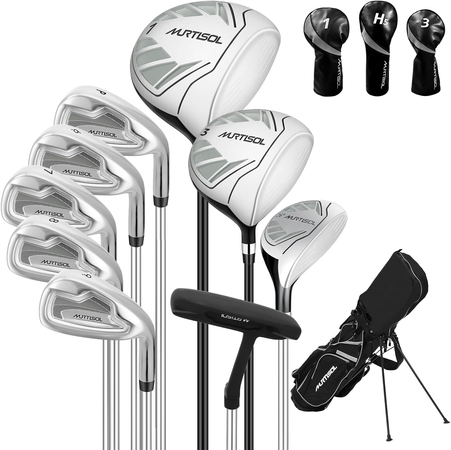 XDriveMax 10 Pieces Complete Mens Womens Golf Clubs Set Right Hand for Men Women Includes Stand Bag with Rain Hood, 1