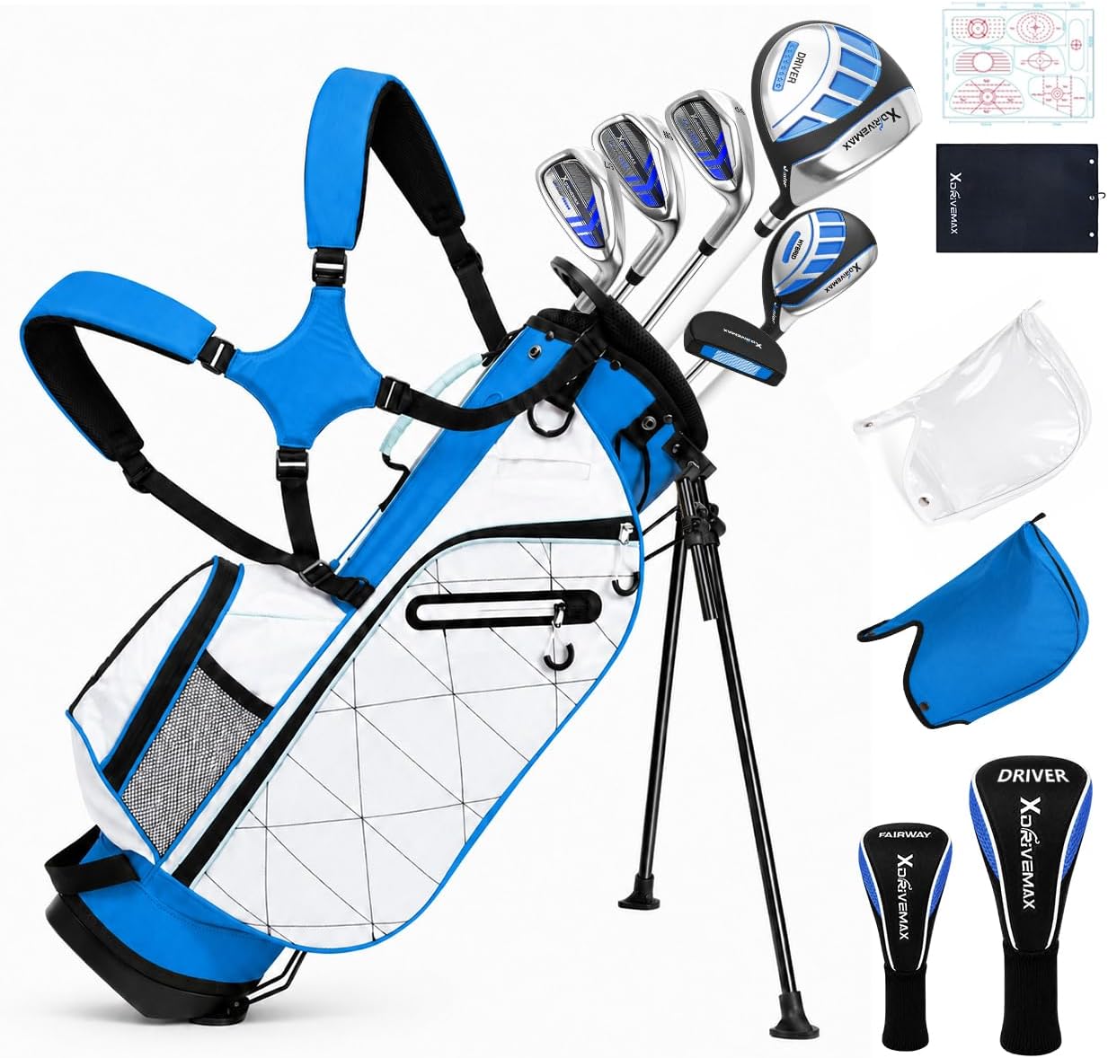 XDriverMax 7/8-Piece Youth Golf Club Set for Ages 8-17 (4'3"–5'6")