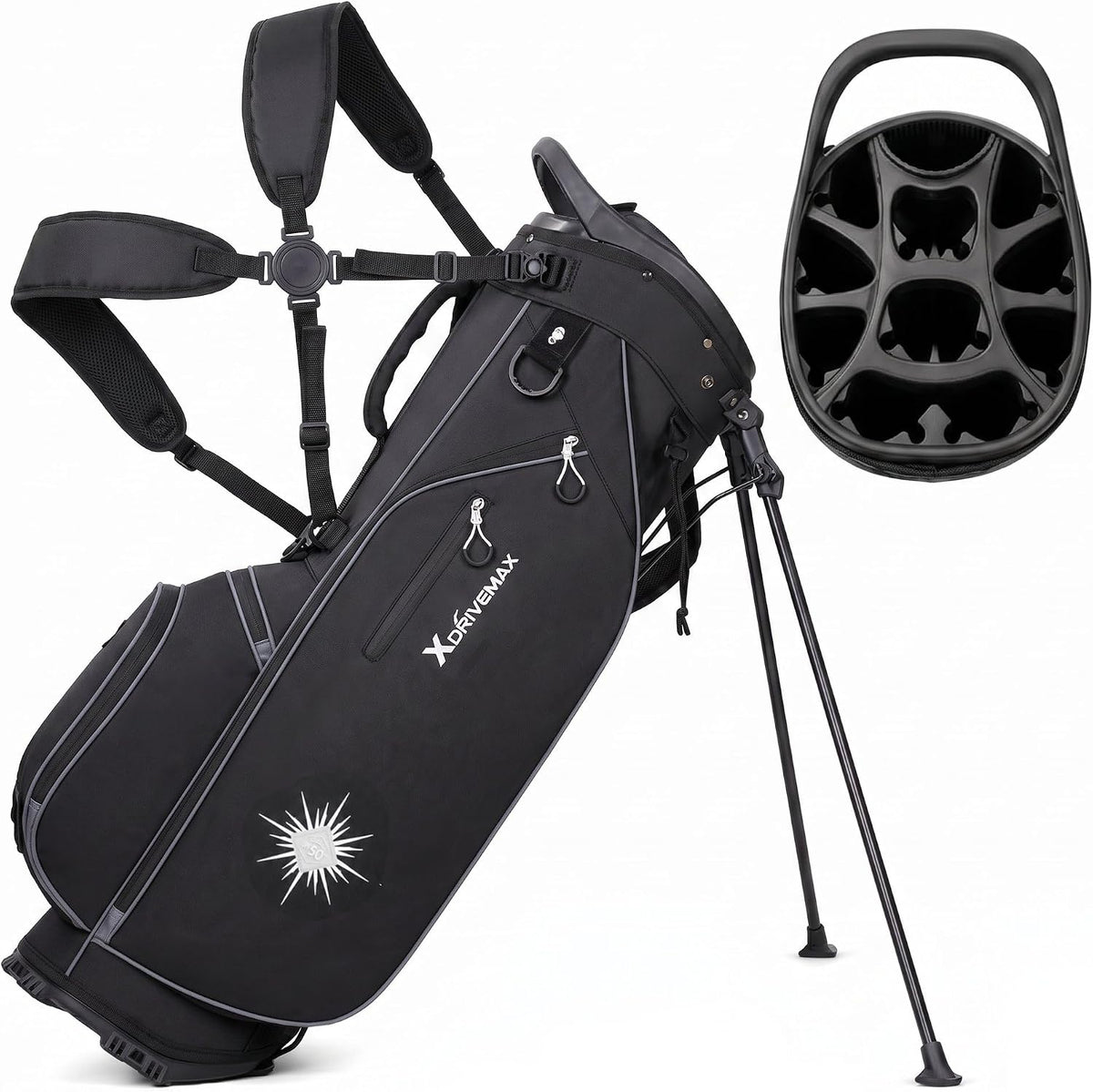 XDriveMax Quiet 15-Way Golf Stand Bag with Adjustable Straps