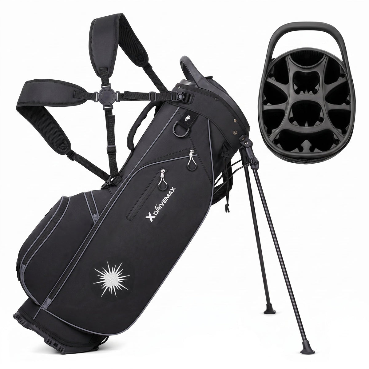 XDriveMax Quiet 15-Way Golf Stand Bag with Adjustable Straps