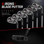 XDriverMax 13-Piece Golf Club Set for Men, 10 Clubs, 3 Headcovers, No Bag