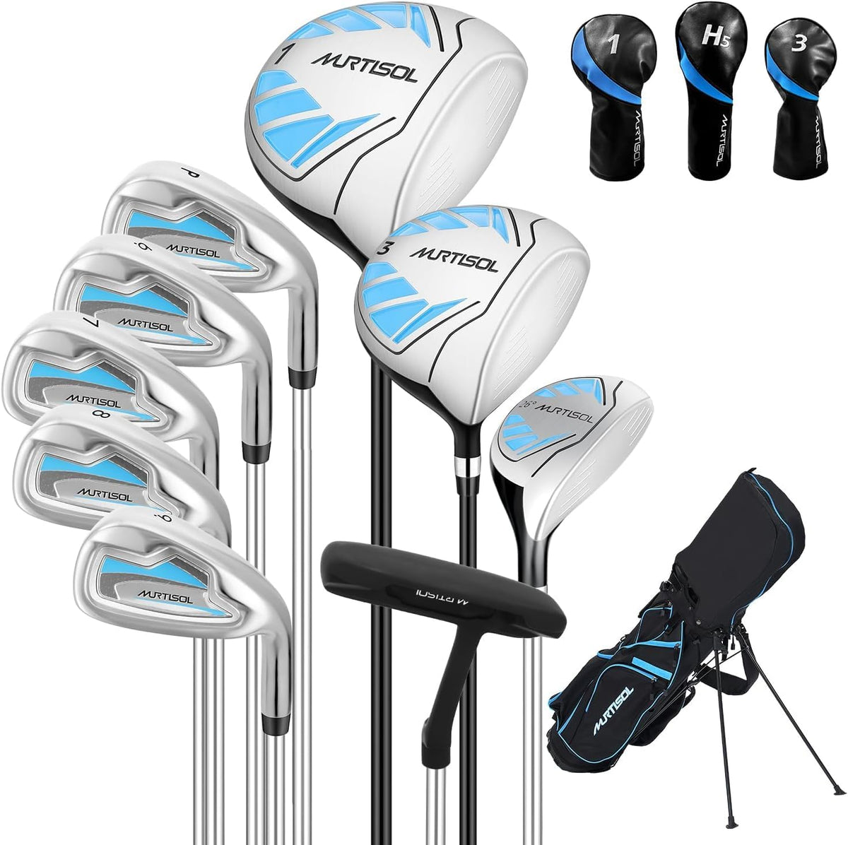 XDriveMax 10 Pieces Complete Mens Womens Golf Clubs Set Right Hand for Men Women Includes Stand Bag with Rain Hood, 1