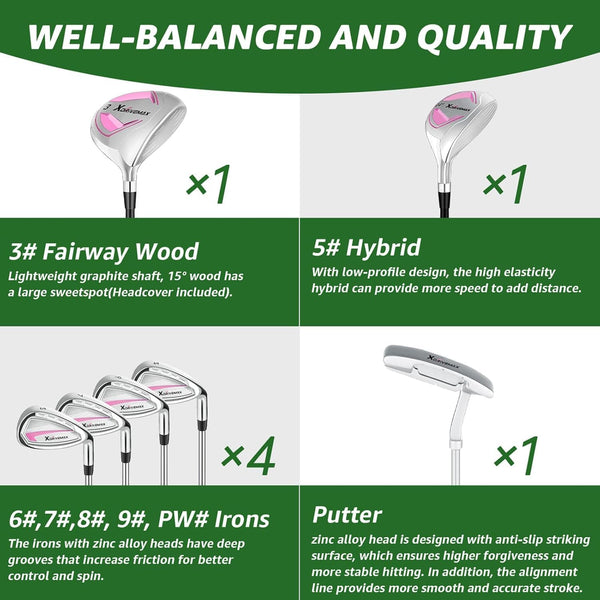 XDriveMax 8-Piece Beginner Golf Club Set