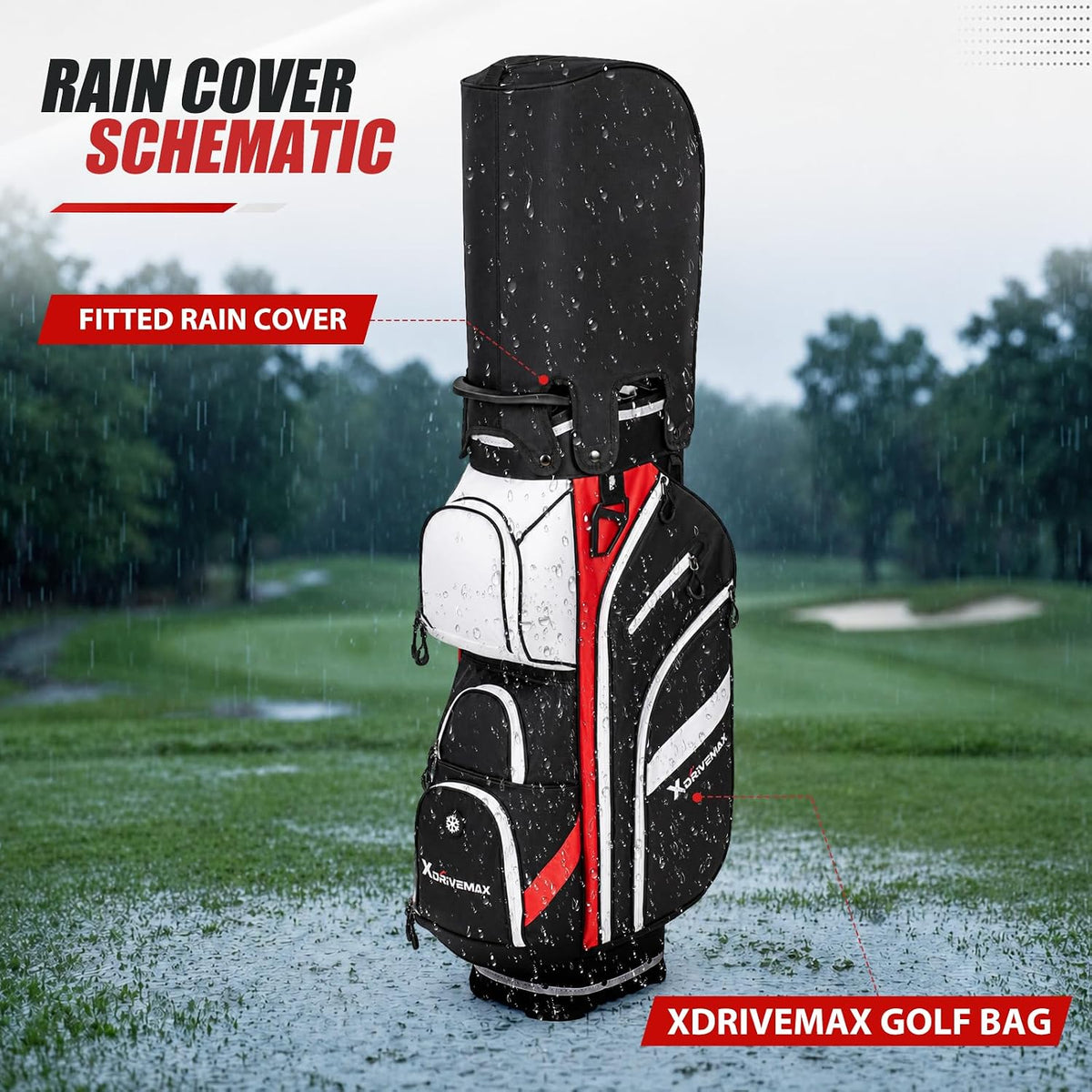 XDriveMax 14-Way Golf Cart Bag, Silent Lock Top & Full Length Dividers