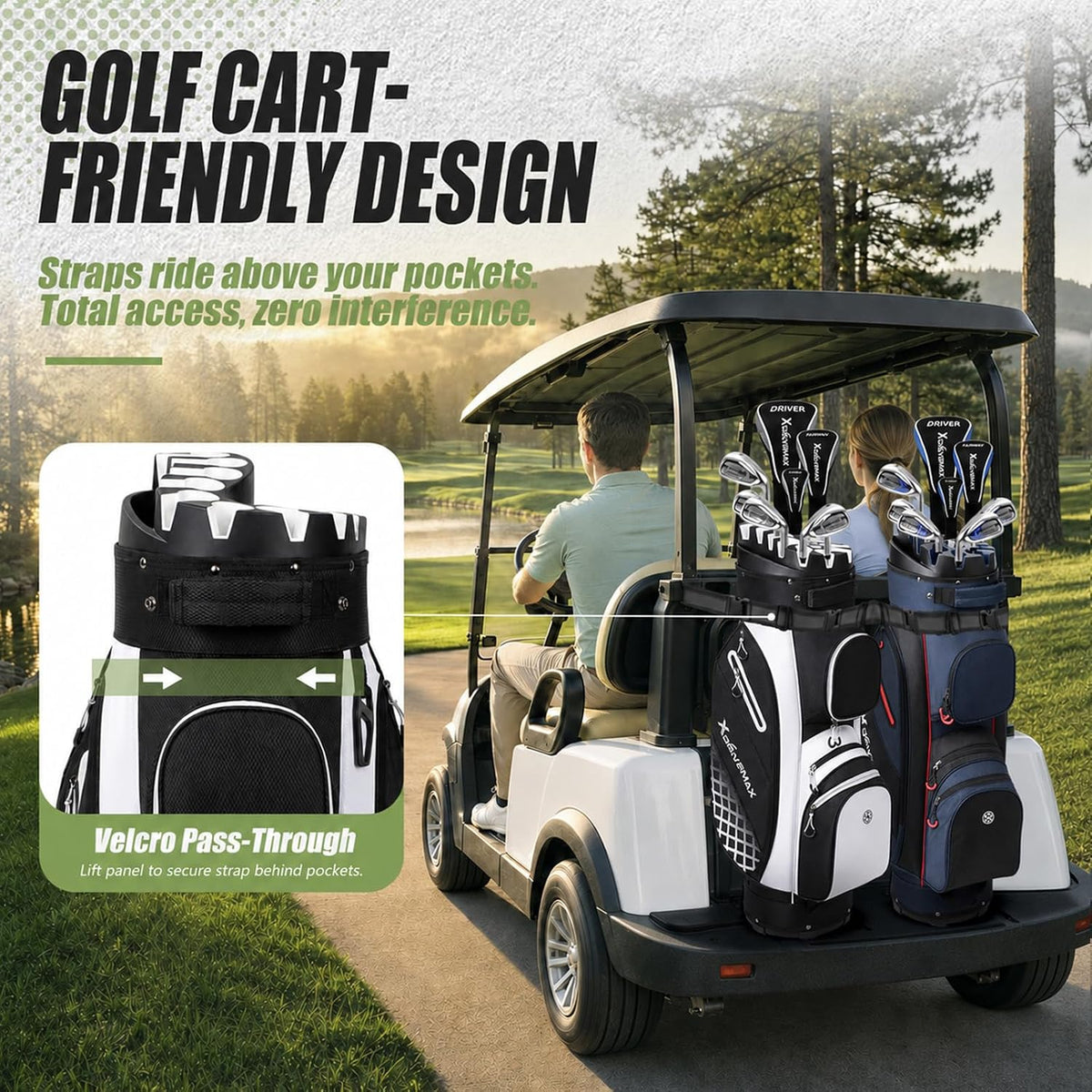 XDriveMax 15-Way Locking-Slot Golf Cart Bag,Silent Organizer Top